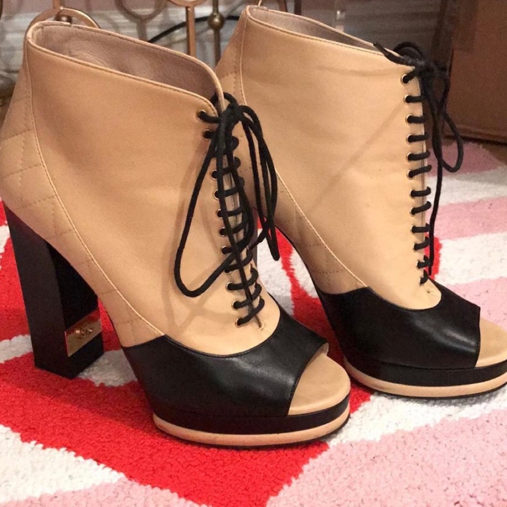 Size 39, Authentic Chanel, open toe ankle booties